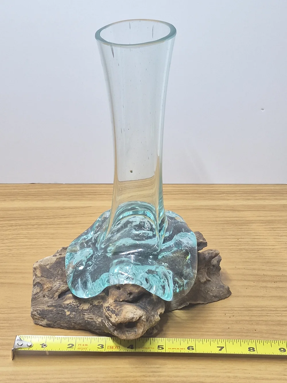 ​Molten Glass on Driftwood Vase Hand Blown Coastal Art Piece